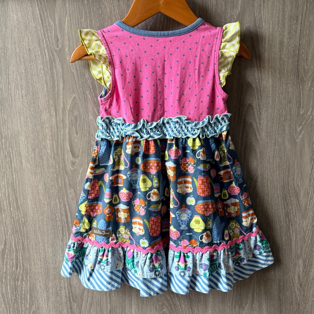 Matilda Jane Little Sweetie Dress 18-24M Pink Blue Mixed Print Ruffle Tea Party - Picture 5 of 6